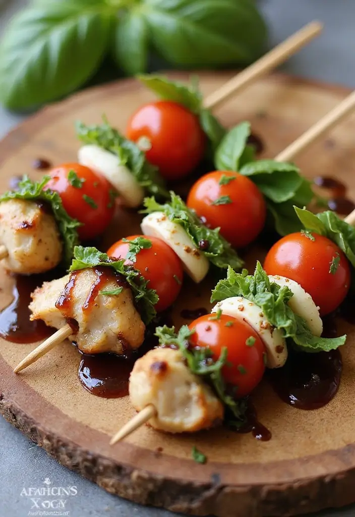 25 Easy Keto Chicken Breast Recipes That Save Time - 10. Chicken Caprese Skewers