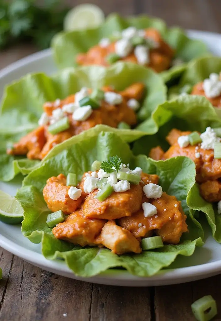 25 Easy Keto Chicken Breast Recipes That Save Time - 9. Buffalo Chicken Lettuce Wraps