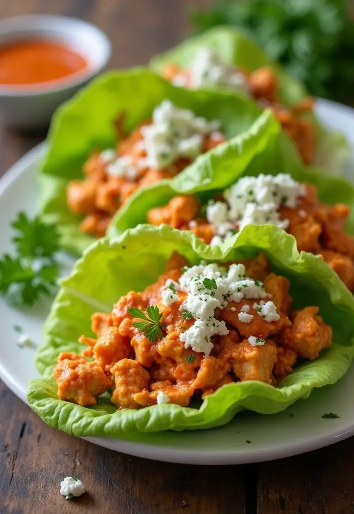 25 Easy Keto Recipes Dinner Ready in No Time - 11. Buffalo Chicken Lettuce Wraps