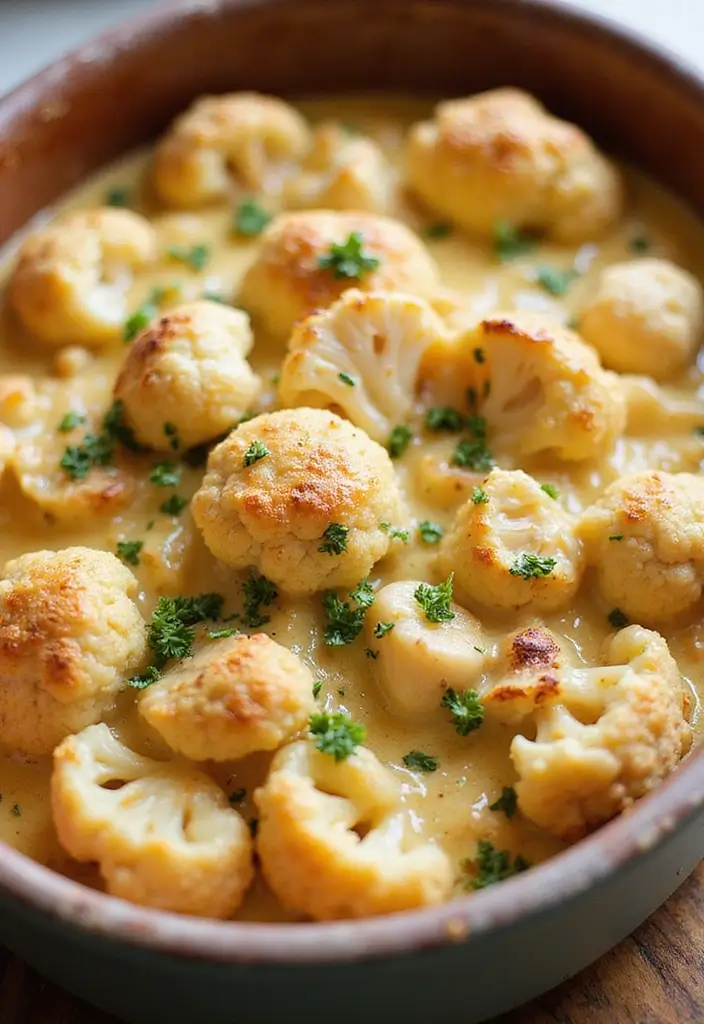 25 Keto Chicken and Cauliflower Recipes Flavorful and Filling - 1. Creamy Garlic Chicken and Cauliflower Casserole