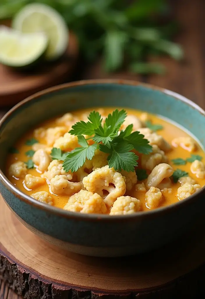 25 Keto Chicken and Cauliflower Recipes Flavorful and Filling - 7. Thai Coconut Chicken and Cauliflower Soup