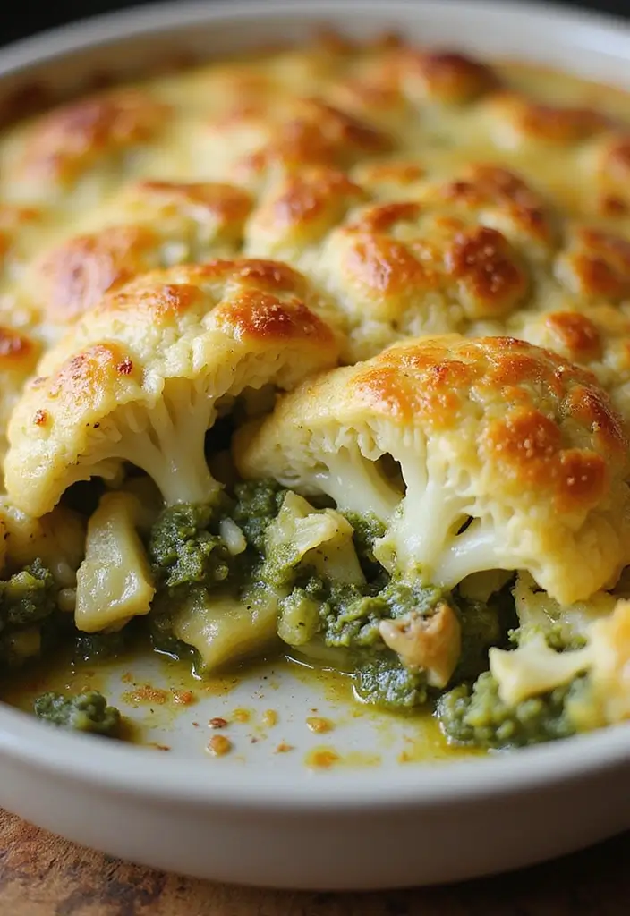 25 Keto Chicken and Cauliflower Recipes Flavorful and Filling - 8. Pesto Chicken and Cauliflower Bake
