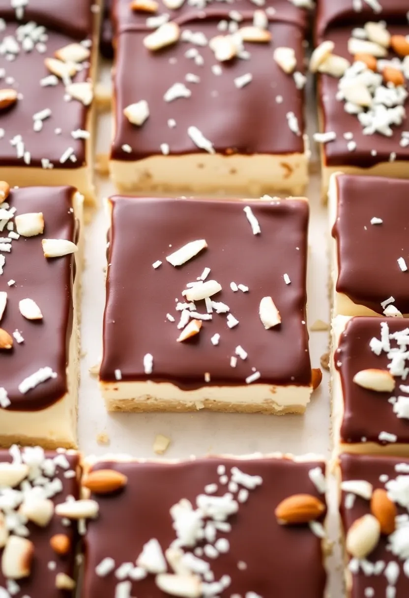 25 Keto Cream Cheese Recipes Desserts You’ll Want to Save - 20. Keto Almond Joy Cream Cheese Bars
