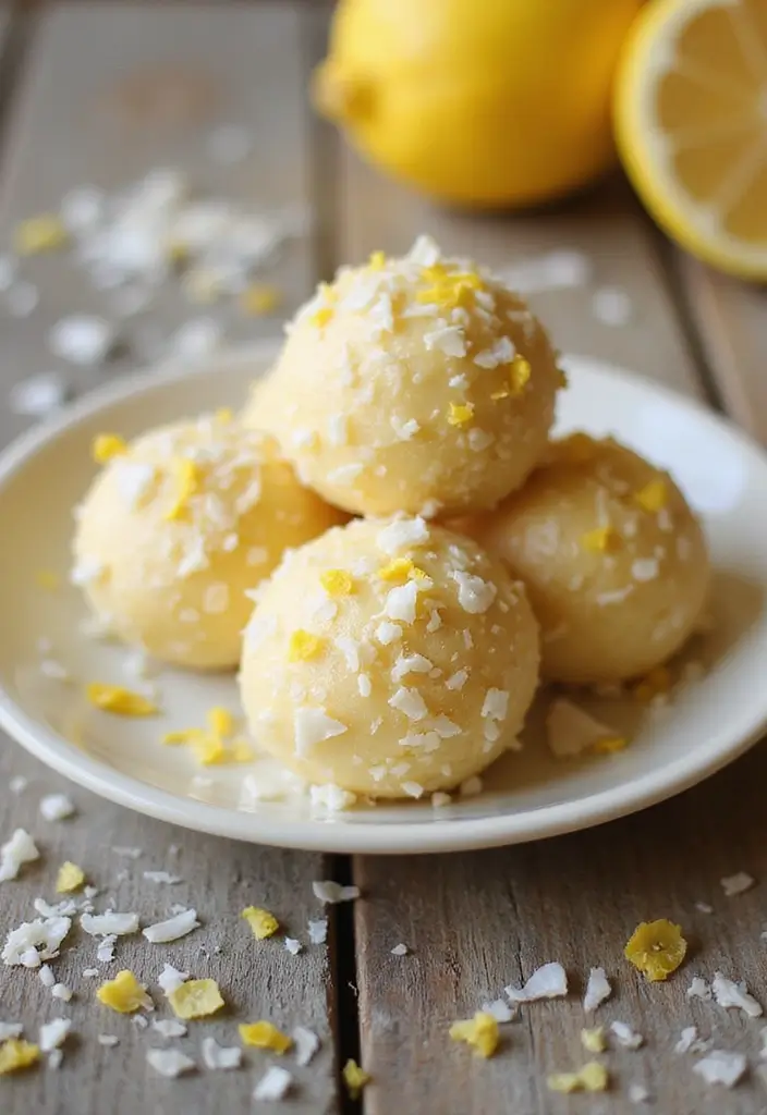 25 Keto Dessert Recipes 3 Ingredients or Less - 7. Lemon Coconut Energy Bites