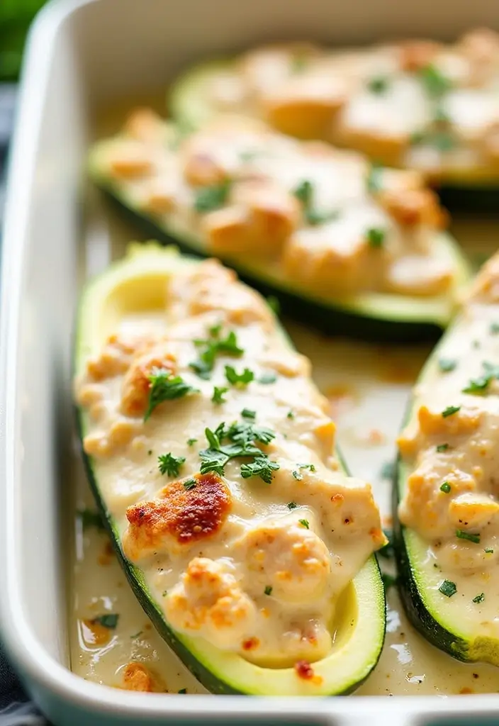 25 Keto Gluten Free Recipes Perfect for Any Meal - 11. Chicken Alfredo Zucchini Boats