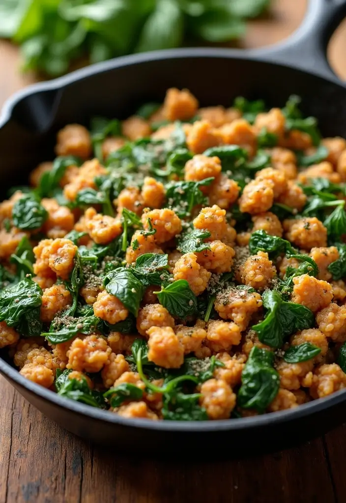 25 Keto Gluten Free Recipes Perfect for Any Meal - 14. Ground Turkey and Spinach Skillet