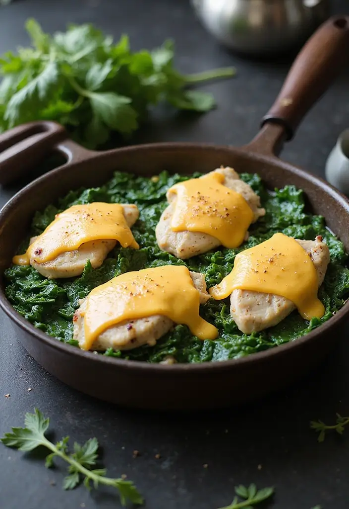 25 Keto Rotisserie Chicken Recipes Fast and Tasty - 6. Keto Chicken and Spinach Skillet
