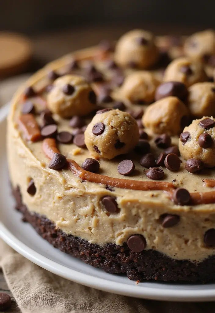 25 No Bake Keto Cheesecake Recipes That Always Impress - 17. Chocolate Chip Cookie Dough No Bake Keto Cheesecake