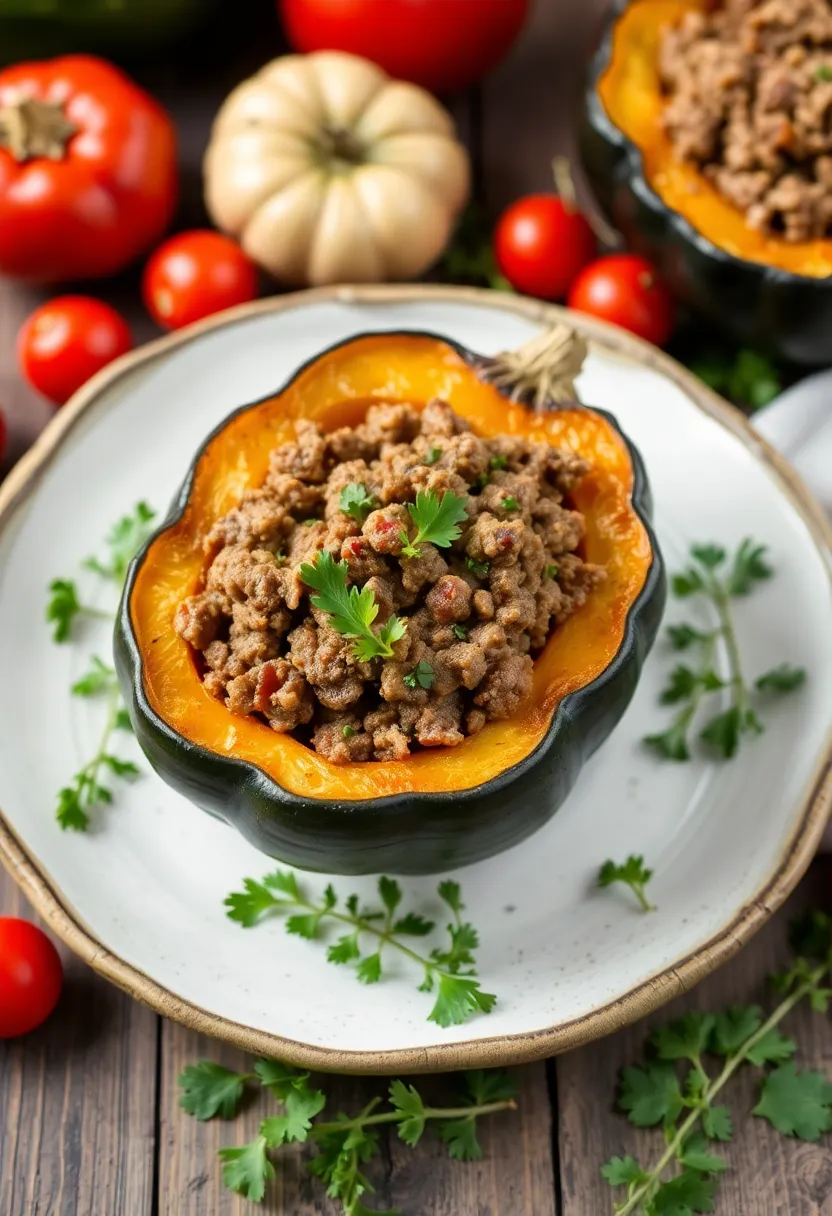 26 Easy Keto Ground Beef Recipes Family Friendly - 22. Ground Beef Stuffed Acorn Squash