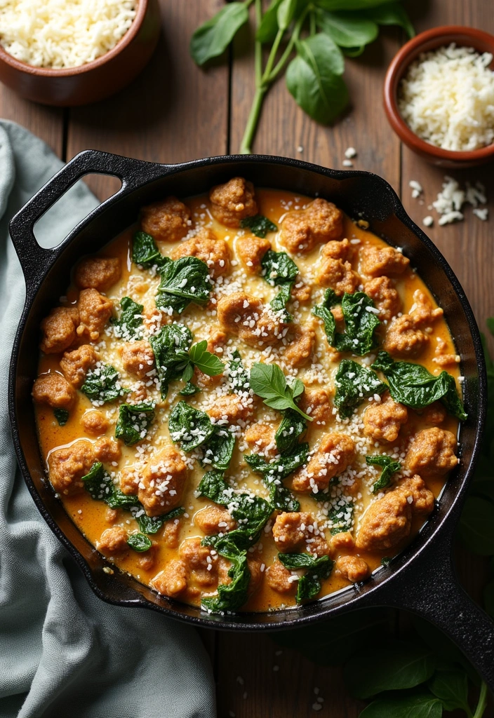 26 Easy Keto Ground Beef Recipes Family Friendly - 6. Ground Beef & Spinach Skillet