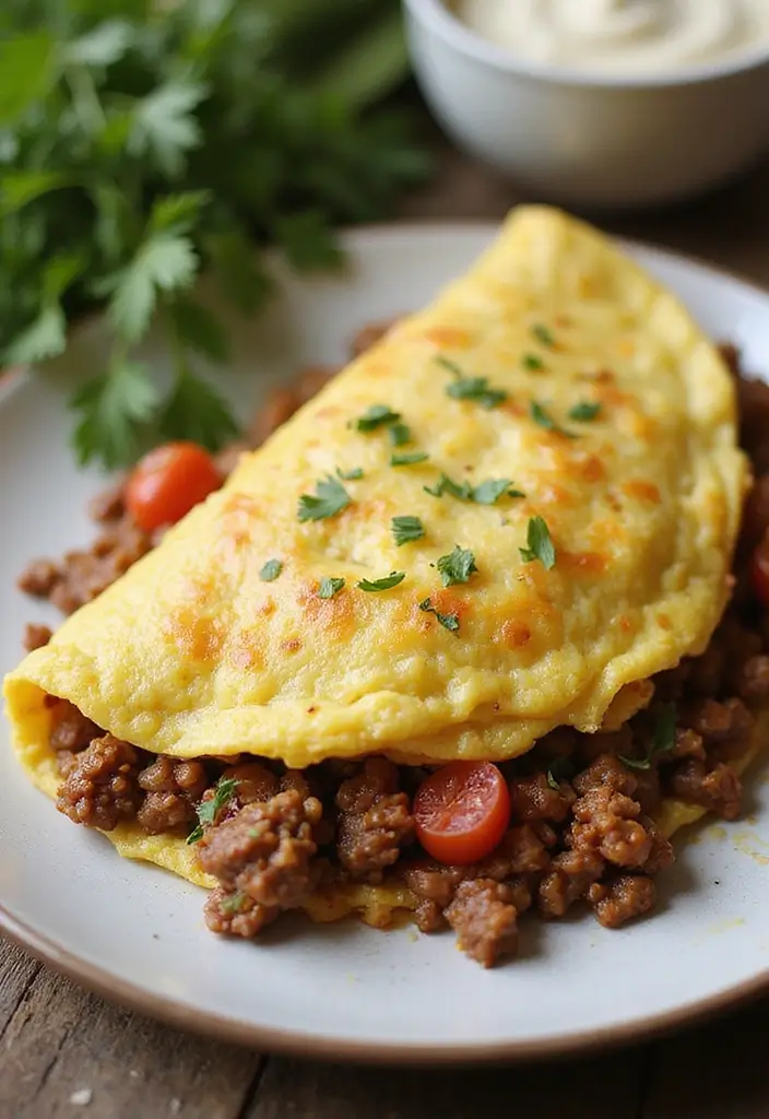 26 Easy Keto Ground Beef Recipes Family Friendly - 8. Ground Beef Omelette