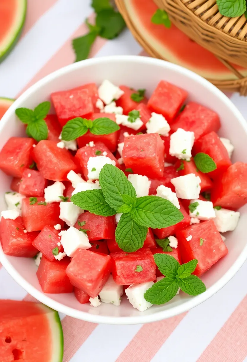 27 Keto 4th of July Recipes Festive and Delicious - 15. Keto Watermelon Feta Salad
