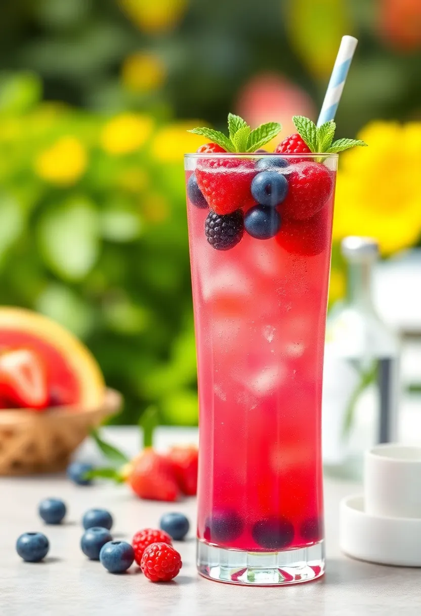 27 Keto 4th of July Recipes Festive and Delicious - 27. Sparkling Keto Berry Mocktail