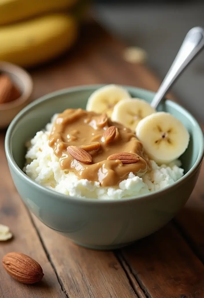 27 Keto Cottage Cheese Recipes Breakfast Approved - 11. Cottage Cheese with Almond Butter and Banana
