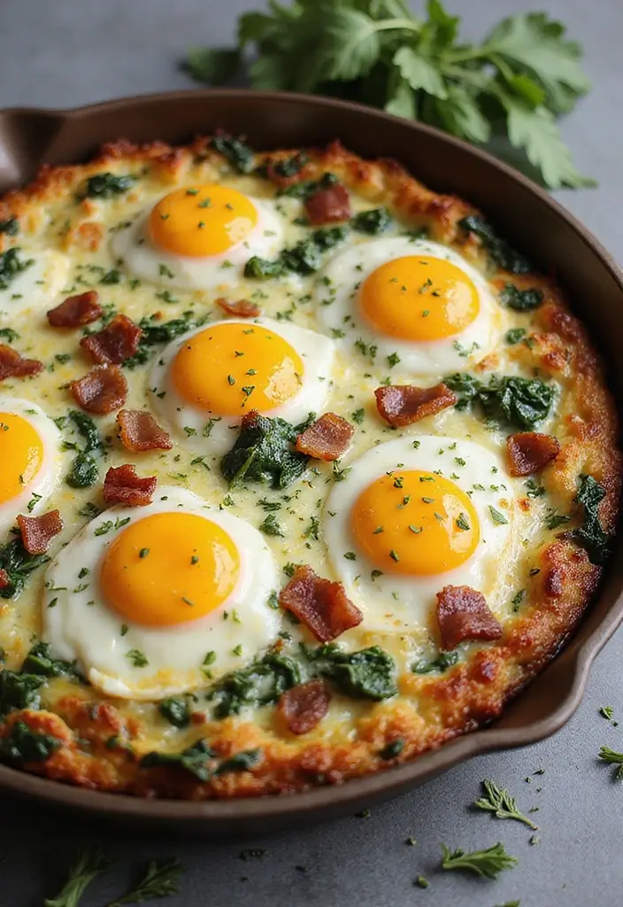 28 Keto Brunch Recipes for a Crowd Everyone Will Enjoy 1 28 Keto Brunch Recipes for a Crowd Everyone Will Enjoy - 1. Cheesy Spinach and Bacon Egg Bake