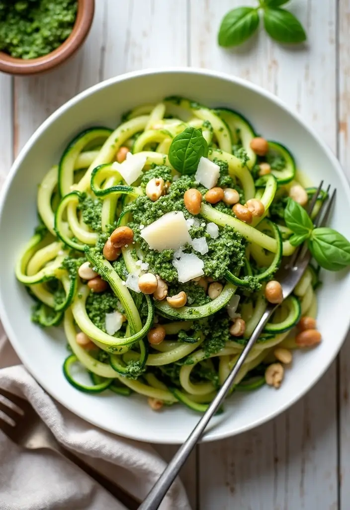 30 Cheap Keto Dinner Recipes That Save Money - 2. Zucchini Noodles with Pesto