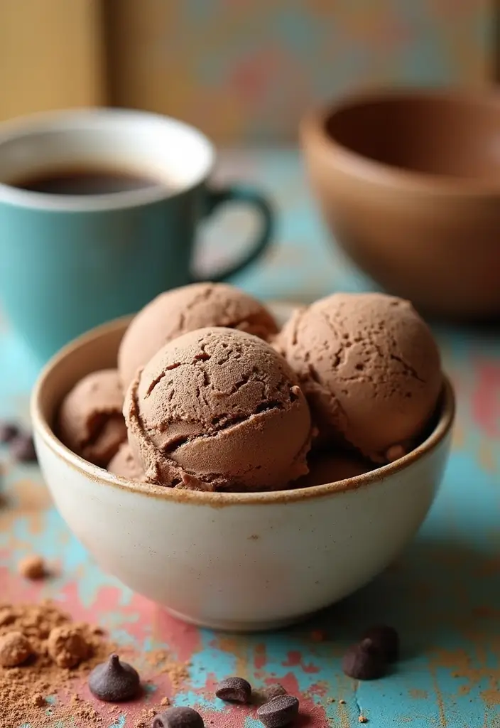 30 Creamy and Rich Keto Coffee Ice Cream Recipes with Unique Flavor Additions 2 30 Creamy and Rich Keto Coffee Ice Cream Recipes with Unique Flavor Additions - 2. Mocha Chip Keto Coffee Ice Cream