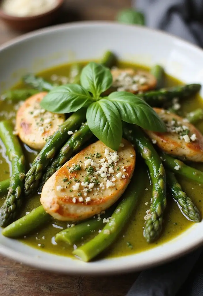 30 Keto Chicken and Asparagus Recipes Light and Healthy - 12. Pesto Chicken and Asparagus