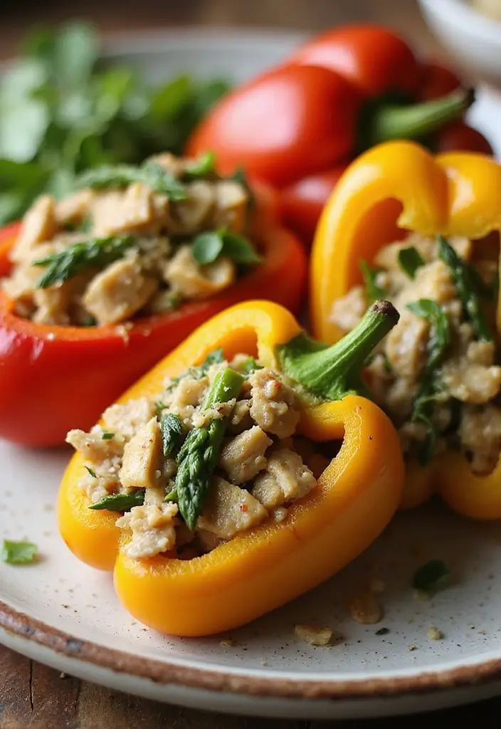 30 Keto Chicken and Asparagus Recipes Light and Healthy - 15. Chicken and Asparagus Stuffed Peppers