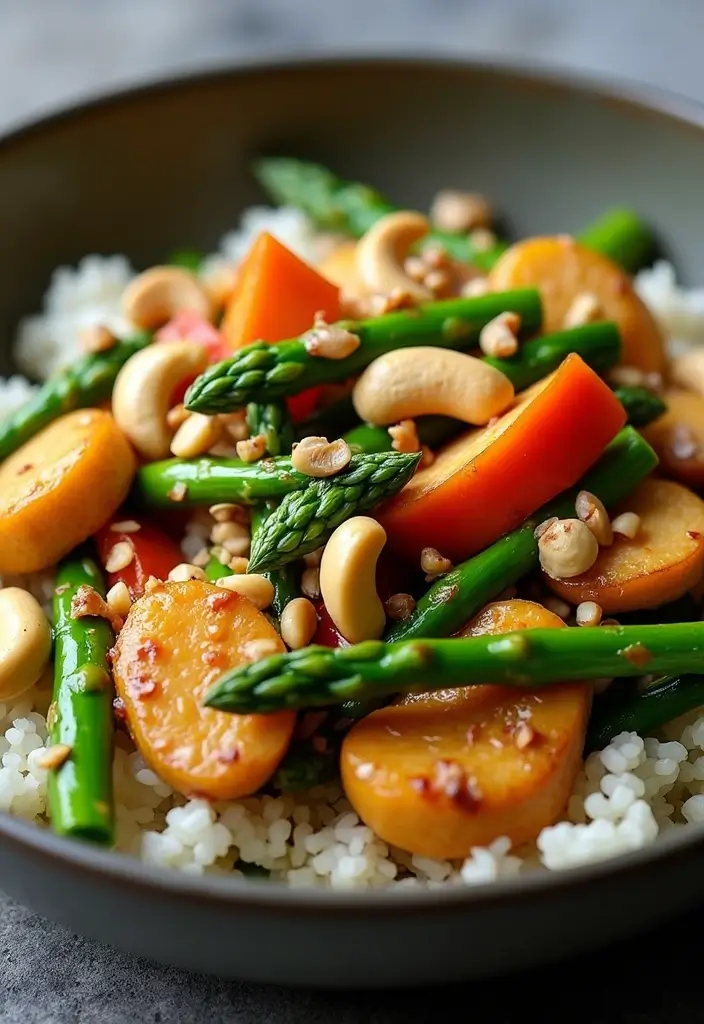 30 Keto Chicken and Asparagus Recipes Light and Healthy - 23. Chicken and Asparagus Stir-Fry with Cashews