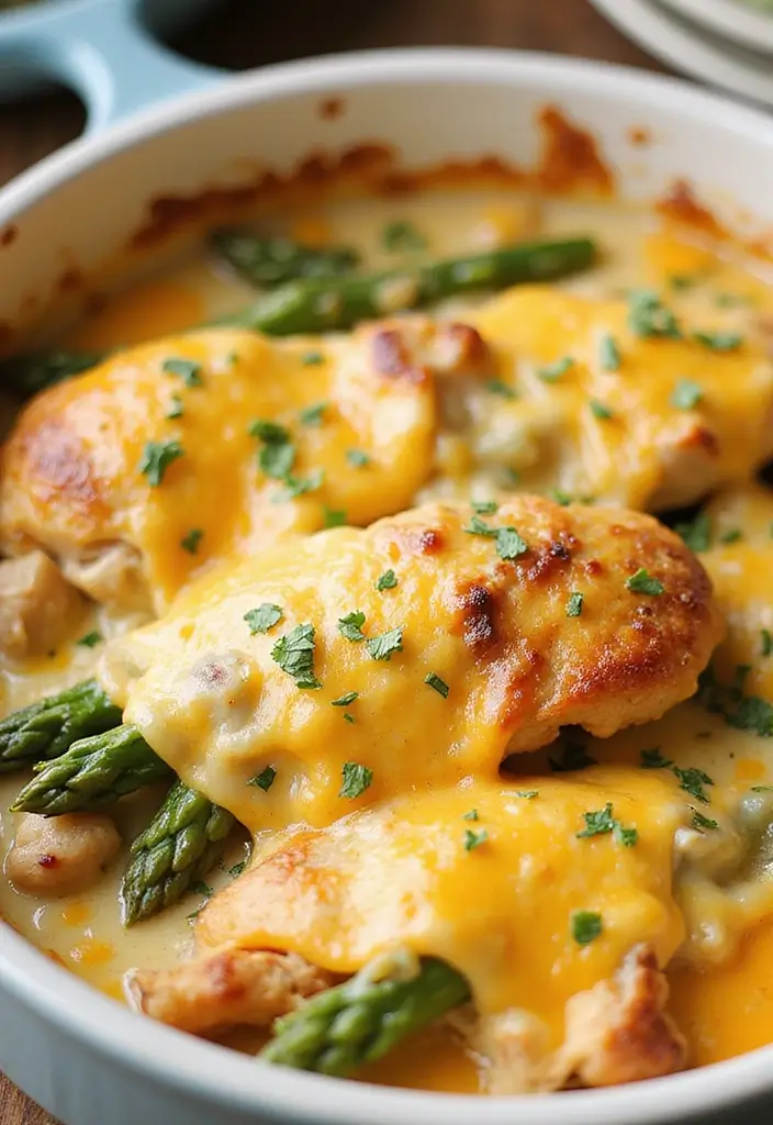 30 Keto Chicken and Asparagus Recipes Light and Healthy - 24. Chicken and Asparagus Bake with Cheese