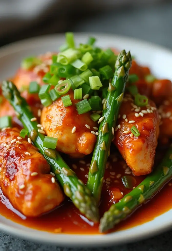 30 Keto Chicken and Asparagus Recipes Light and Healthy - 25. Spicy Asian Chicken and Asparagus