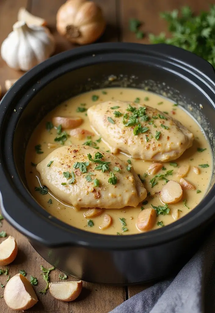 30 Keto Slow Cooker Recipes That Cook Themselves - 1. Creamy Garlic Chicken