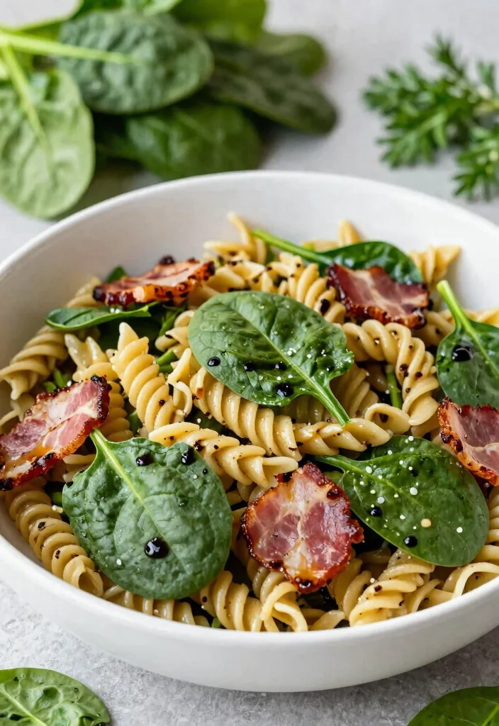 10 Bacon Pasta Salad Recipes for Savory Crowd Pleasing Bowls 89 10 Bacon Pasta Salad Recipes for Savory Crowd Pleasing Bowls - 9. Bacon and Spinach Pasta Salad 1