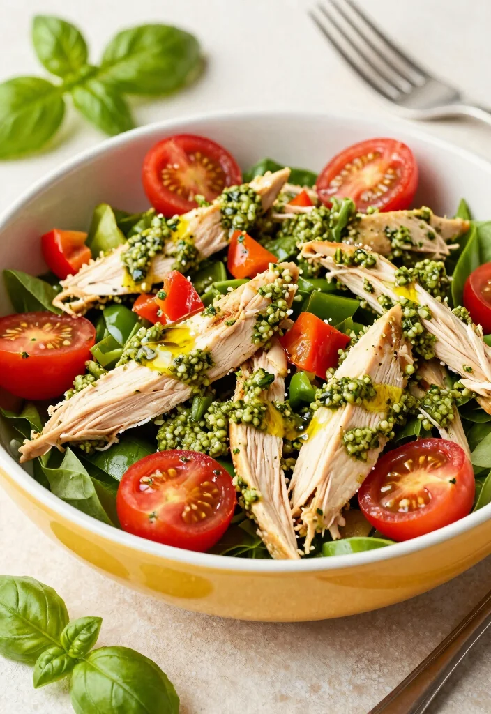 10 No Mayo Chicken Salad Recipes for Light Clean Eating - 9. Pesto Chicken Salad 1