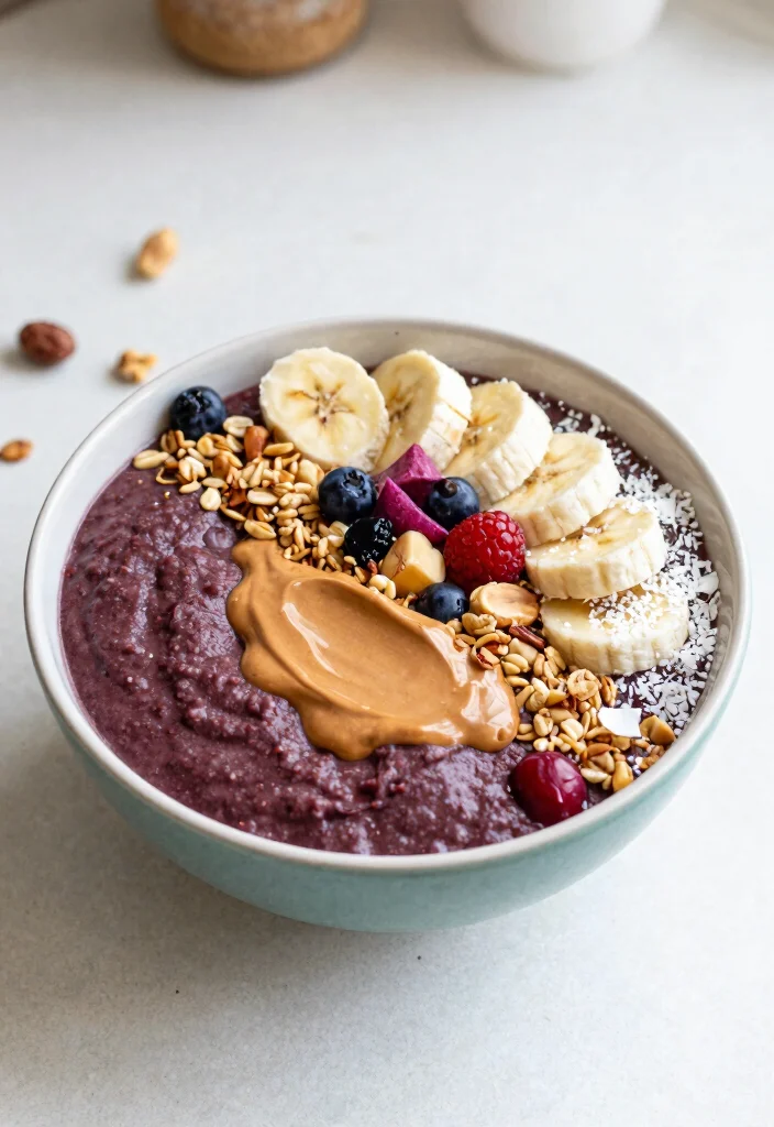 10 PB Fit Dessert Recipes for High Protein Sweet Bites - 10. Peanut Butter Acai Bowl 1