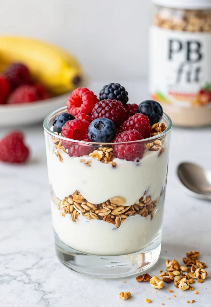 10 PB Fit Dessert Recipes for High Protein Sweet Bites - 6. Peanut Butter Greek Yogurt Parfait 1