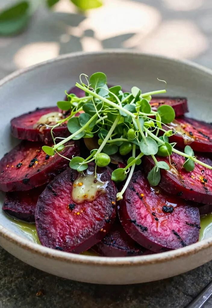 10 Red Beet Salad Recipes for Fresh Earthy Sweetness 10. Grilled Beet Salad with Pea Shoots 0