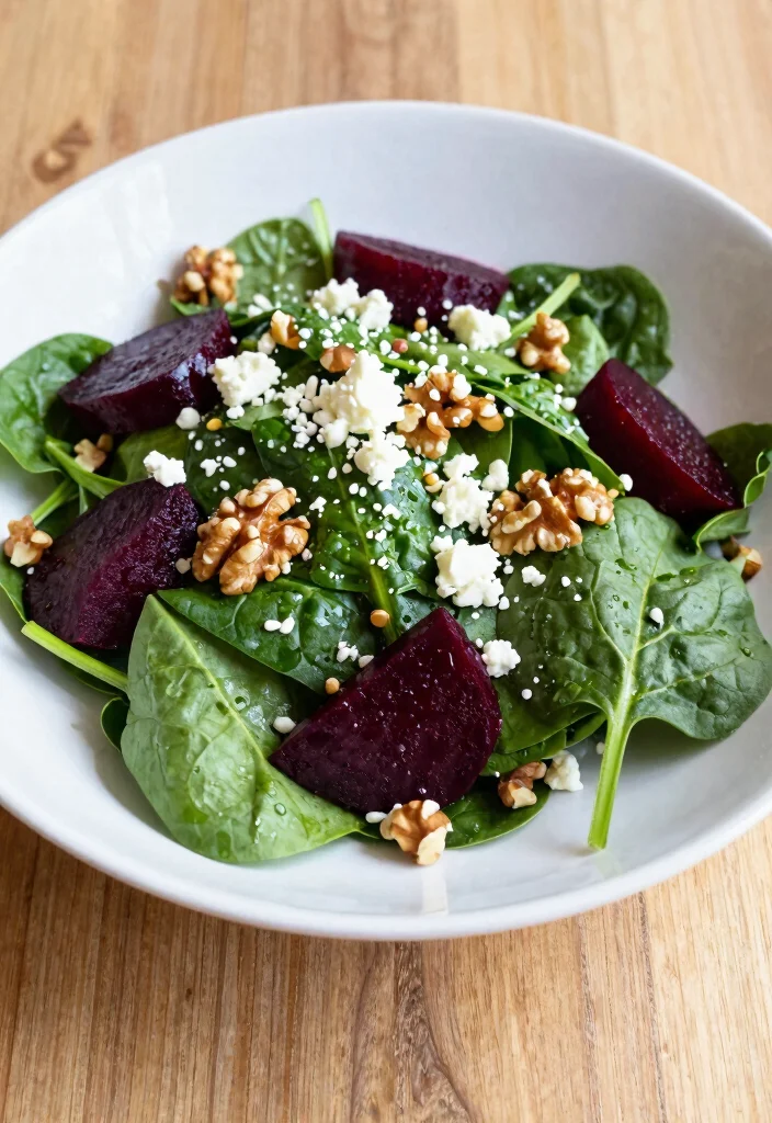 10 Red Beet Salad Recipes for Fresh Earthy Sweetness 3. Spinach and Beet Salad with Goat Cheese 0