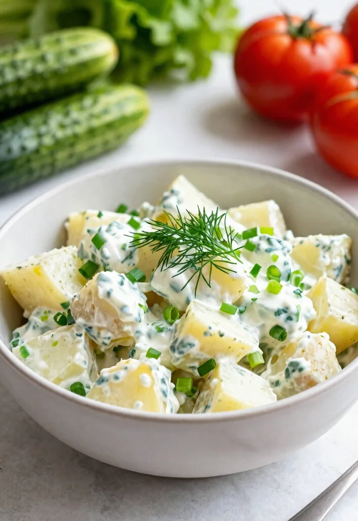 10 Russian Potato Salad Recipes with Classic Creamy Flavor 24 10 Russian Potato Salad Recipes with Classic Creamy Flavor 3. Lightened Up Creamy Potato Salad 0