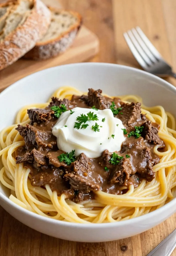 10 Sour Cream Dinner Recipes for Rich Comfort Meals 12 10 Sour Cream Dinner Recipes for Rich Comfort Meals - 2. Beef Stroganoff with Sour Cream 1