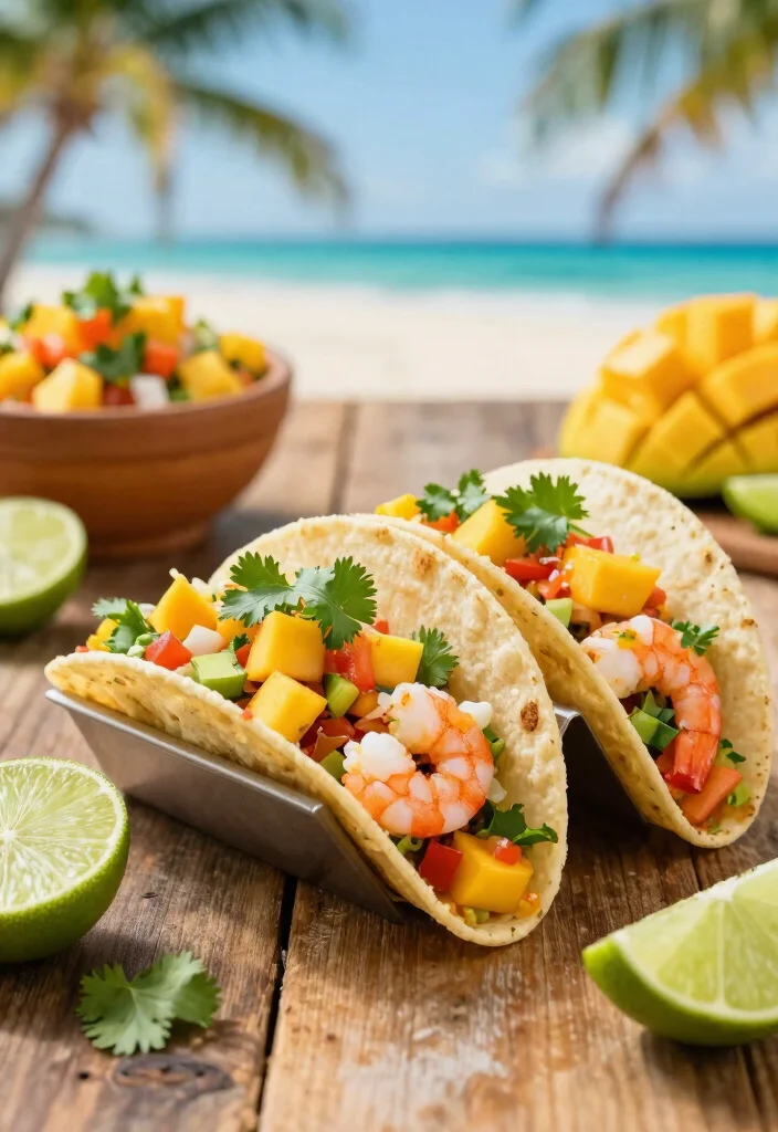 12 Tropical Dinner Recipes for Sweet Savory Balance - 1. Mango Salsa Shrimp Tacos 1