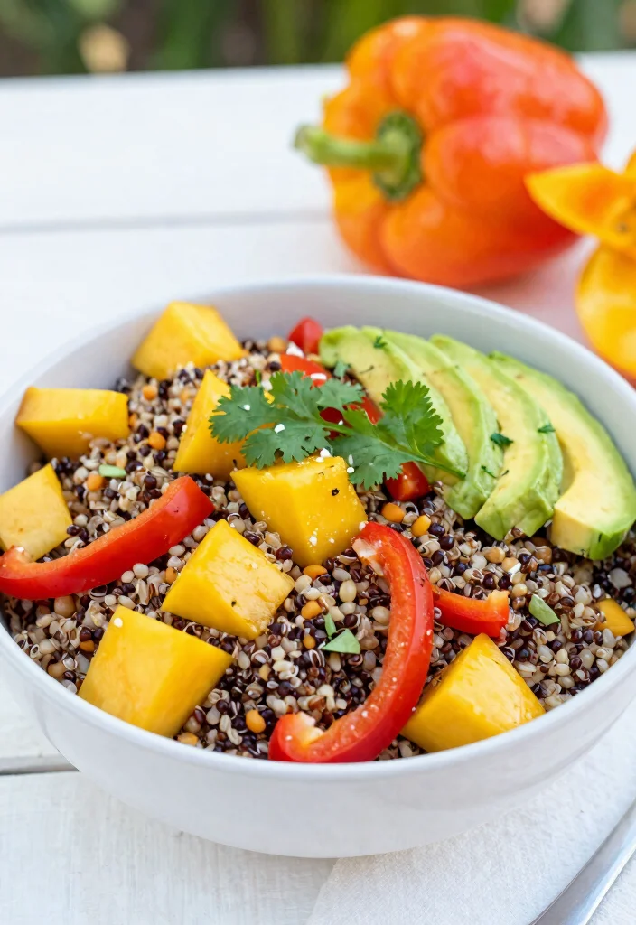 12 Tropical Dinner Recipes for Sweet Savory Balance - 7. Tropical Quinoa Salad with Avocado 1
